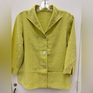 Fridaze 100% Linen Chartreuse Sailor Button-Up Jacket Size Small